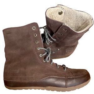 Patagonia Suede Leather Sherpa Lined Lace Up Waterproof Boots Booties Size 8.5